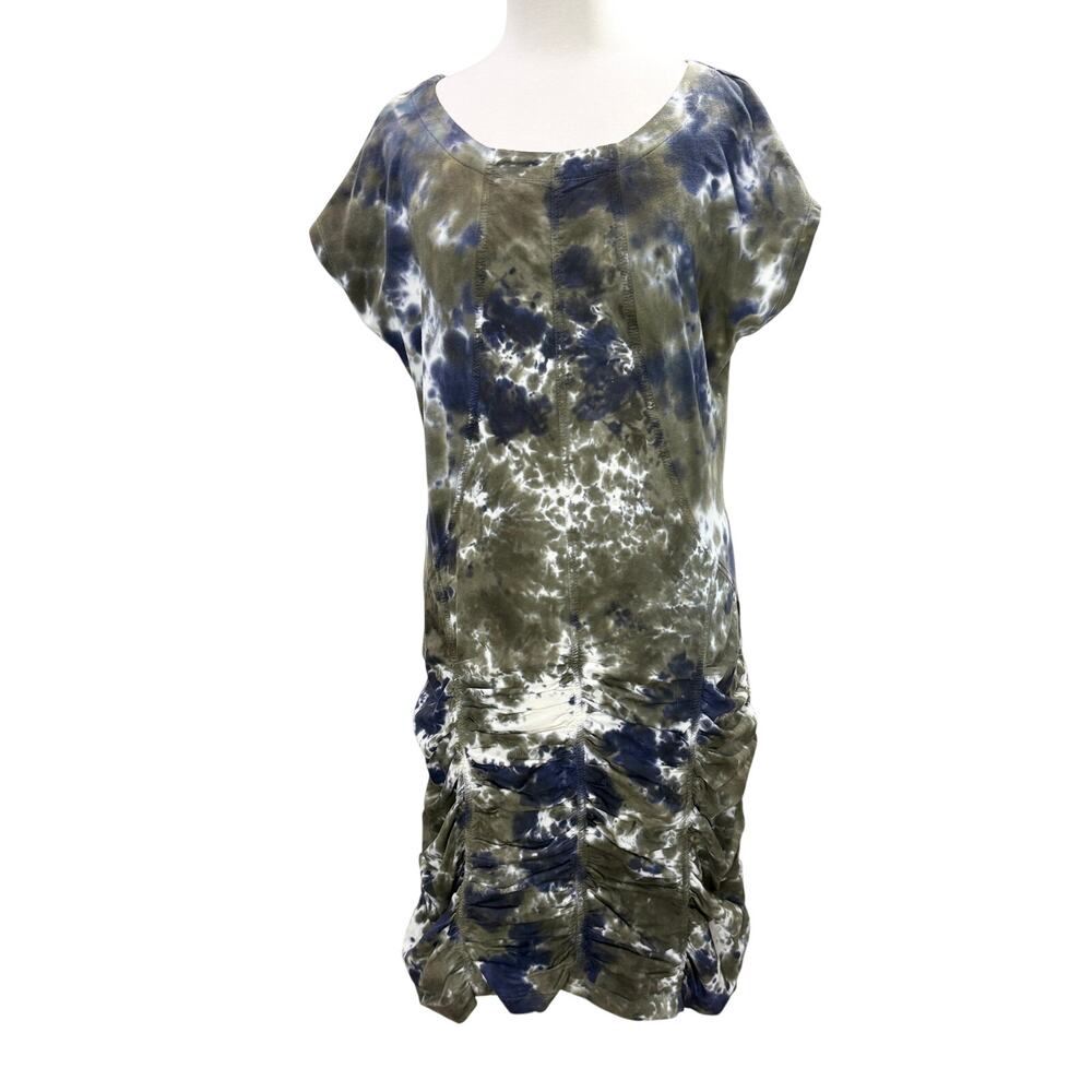 Wearables XCVI Aviana Dress Plethora Wash Tie Dye Stretch Poplin Ruched Grunge‎